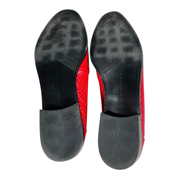 Zara Trafaluc Red Croc-Embossed Loafers Women’s Size 39 (8.5 US) - Picture 12 of 13